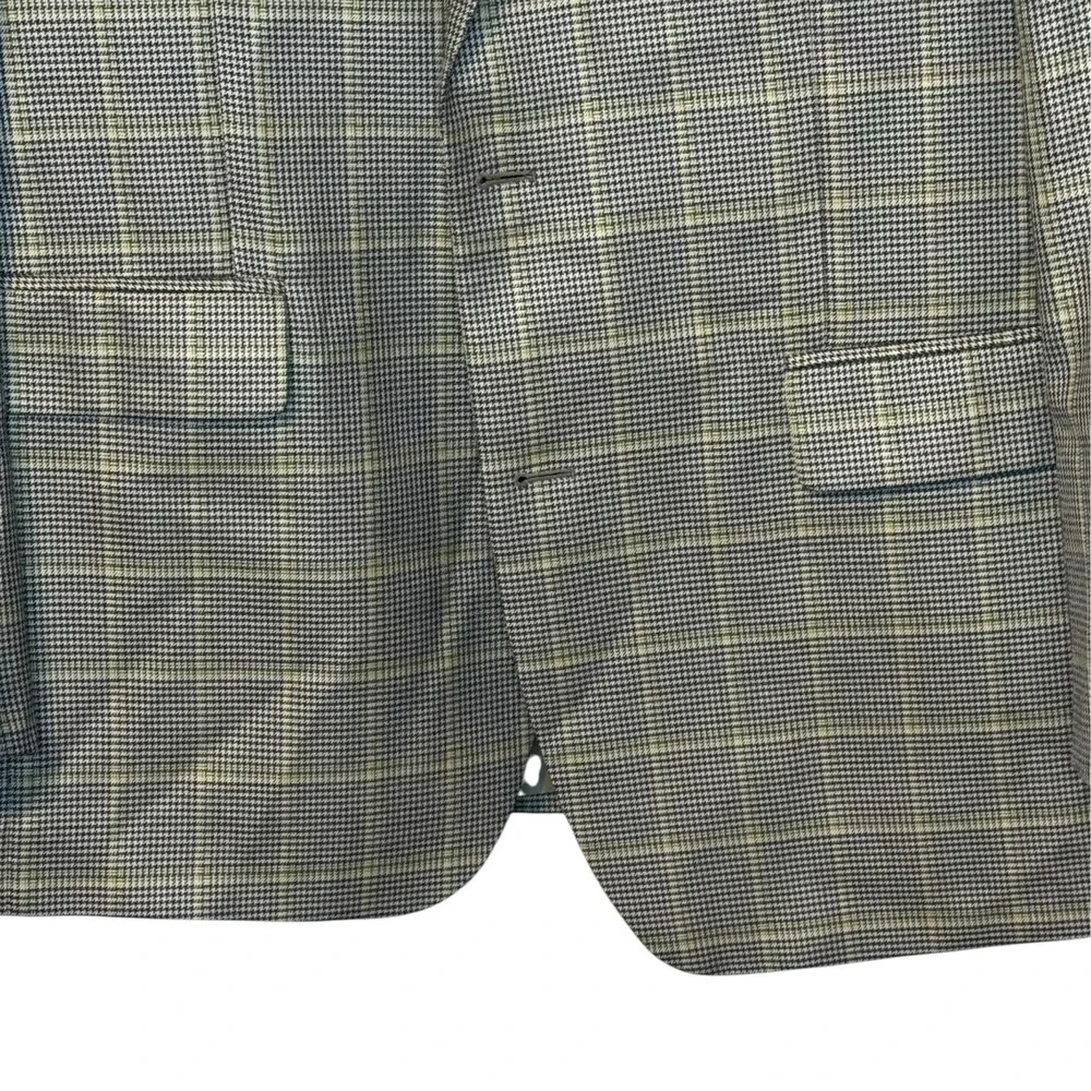 Southwick Mens Sport Coat Jacket Wool Check Single Vent Navy Green USA 42 Long